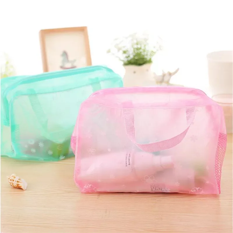 

Waterproof PVC Cosmetic Storage Bag for Women Floral Transparent Wash Bag Creative Home Outing Compressed Shower Bag Organizer