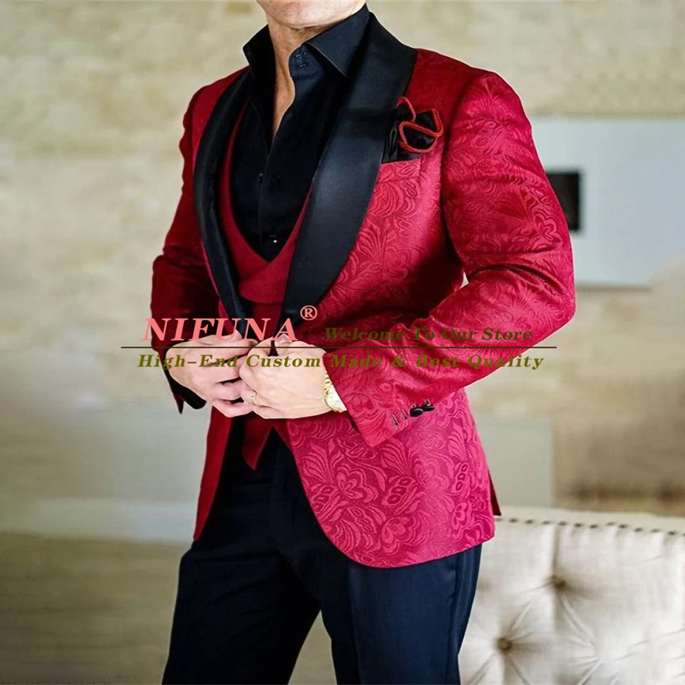 

Модные жаккардовые свадебные костюмы для мужчин, 3 предмета, комплект из блейзера и смокинга для выпускного вечера, Индивидуальные костюмы для мужчин, для шафера Вечерние вечернее платье