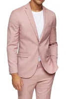 men suit light pink 2 piece formal fashion wear one button peaked lapel wedding tuxedo groom dinner prom party blazer jacket