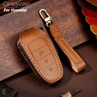fashionable retro styleunique car key box cover shell buckle suitable for hyundai style cowhide bag case keyring accessorie