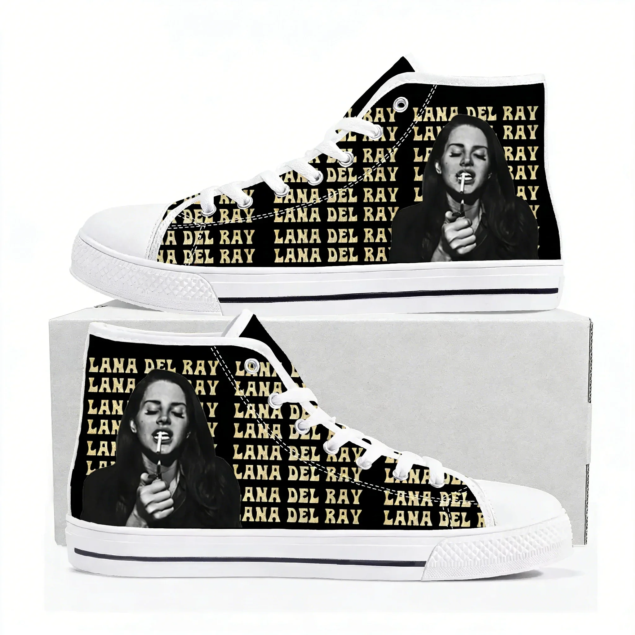 Фото Кроссовки Lana Del Rey Singer High Top высокого качества для мужчин, женщин и подростков, повседневные кеды из канваса, обувь для походов в Гану, обувь на заказ №1