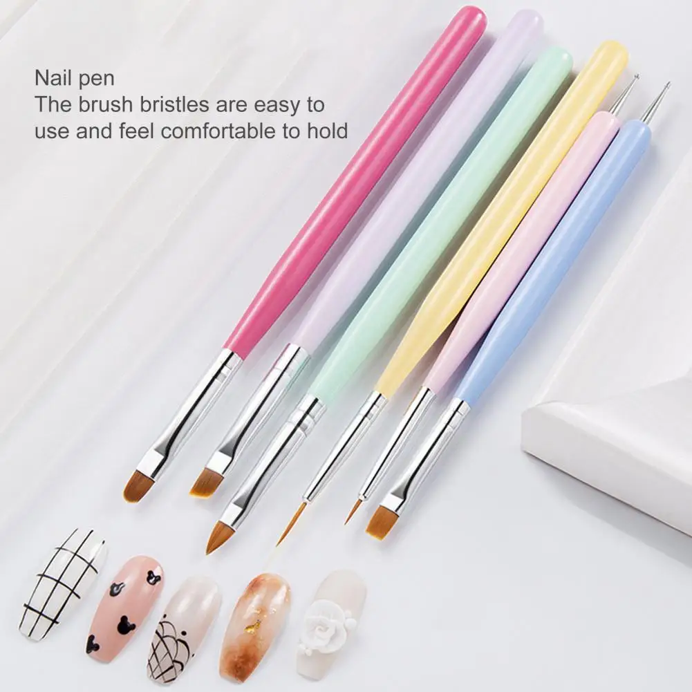 6 шт. ручка для ногтей лайнер нейл-арта кисть однотактный контур компактный