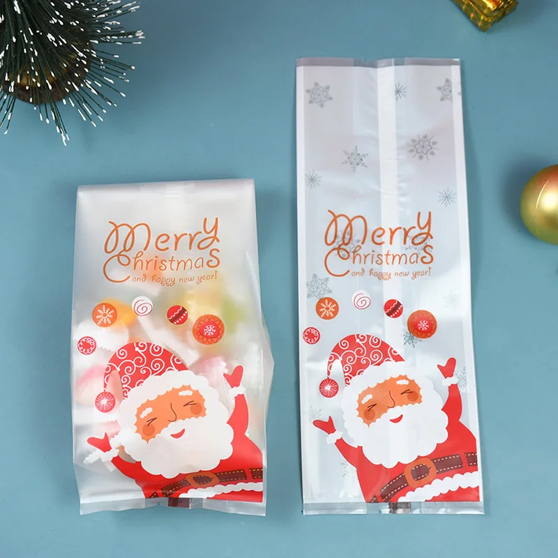 

25pcs Santa Merry Christmas Gift Bags Plastic Packing Gift Bags Cellophane Bags Cookie Sweet Candy Biscuit Bag Xmas Party Decor