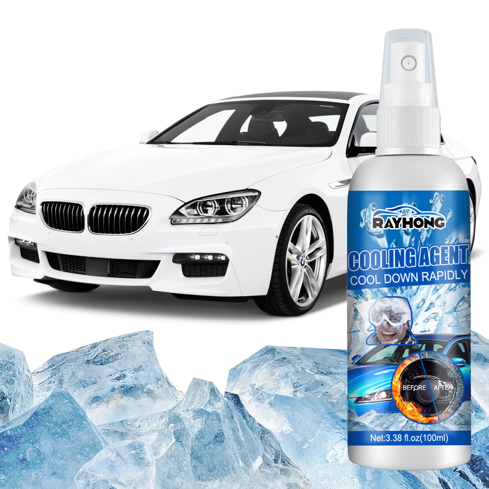 

Car Cooling Mist Spray Freeze Cooling Agent 110ml Summer Heatstroke Prevention Refrigeration Artifact Summer Air Cool Artifact