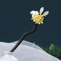 chinese luxury hair accessories for women flower hair stick wood hanfu hairpin