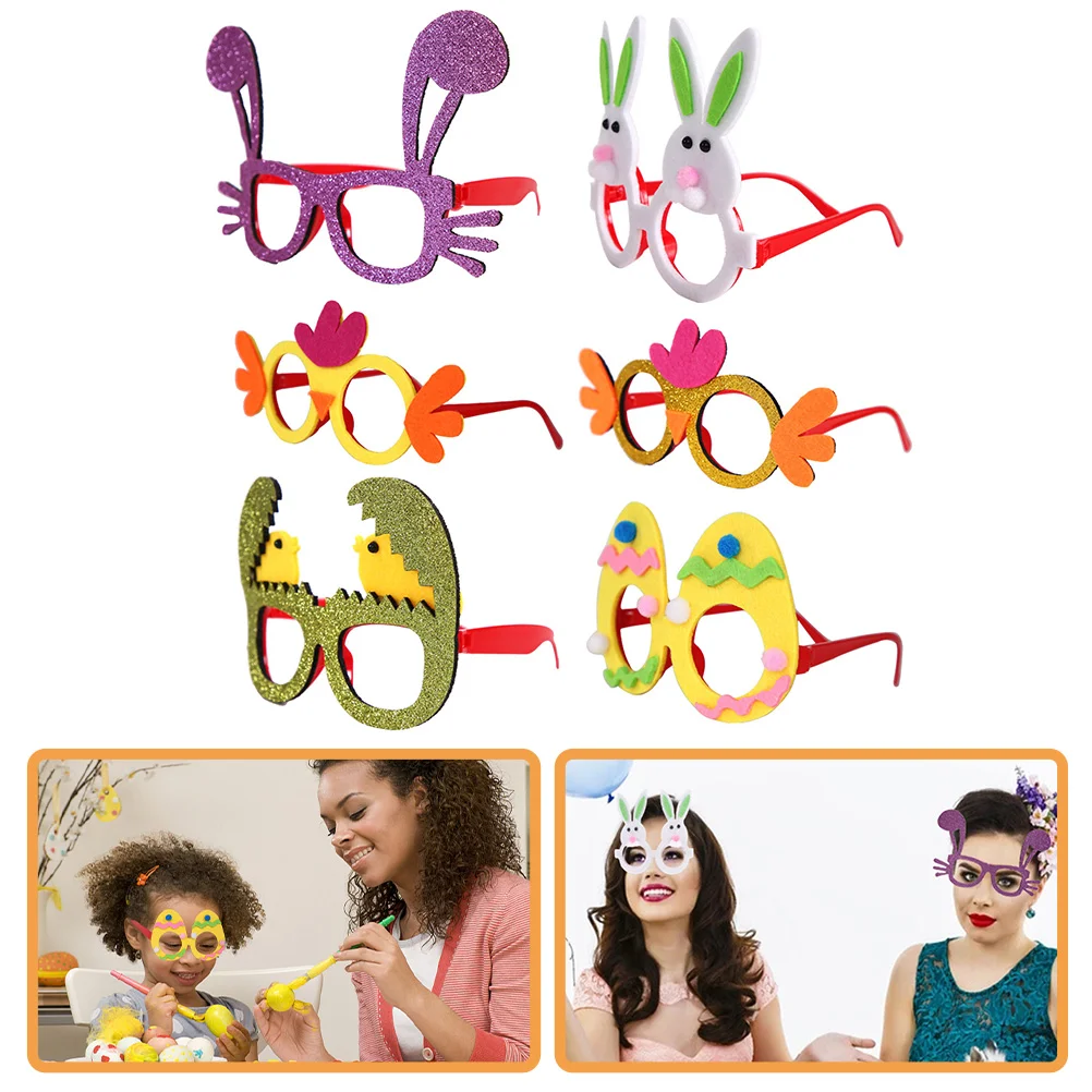 

6Pcs Easter Party Glasses Decorative Eyeglasses Glitter Glasses Party Favor Supplies