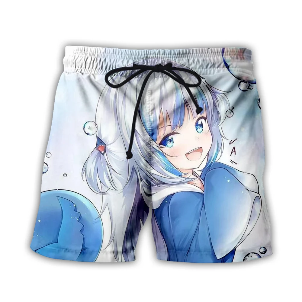 Фото Аниме Gawr Gura VTuber шорты с 3D принтом для мужчин и женщин Kawaii Shark Girls летние пляжные шорты повседневные шорты для доски короткие №3