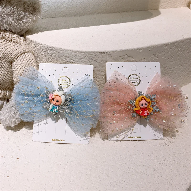 

Новинка 2022 корейский милый мультяшный зажим для волос принцессы утконоса аксессуары для волос Детская сетчатая шпилька для волос с бантом ...