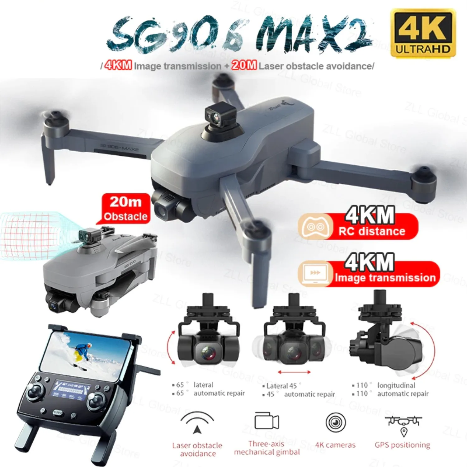 

New SG906 MAX2 3E GPS Drones With 4K Camera Professional Drone EIS 3-Axis Gimbal Obstacle Avoidance RC Dron 4KM FPV Quadcopter