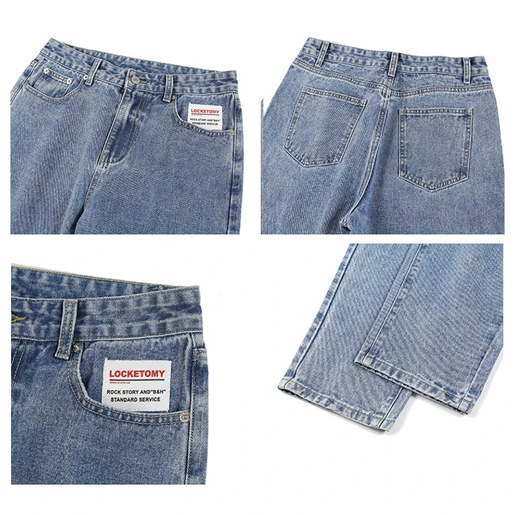 European and American Men Fashion Trend Loose Jeans Straight Loose Solid Color Trousers Fashion Streetwear Ins Hot Selling Denim