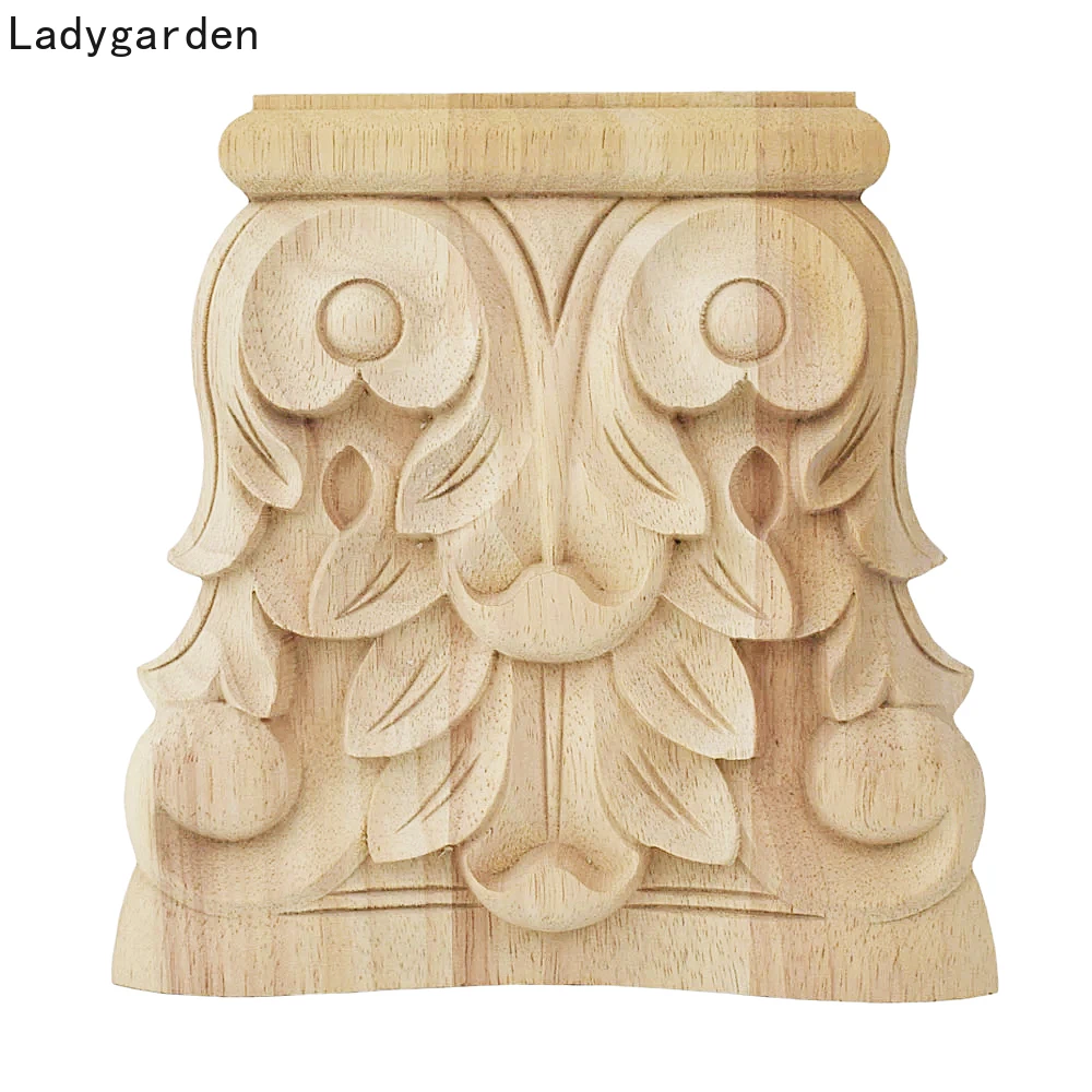 

Vintage Plant Wood Carved Corner Applique Decorate Frame Cabinet Door Furniture Decorative Wooden Figurines Desk Decoration