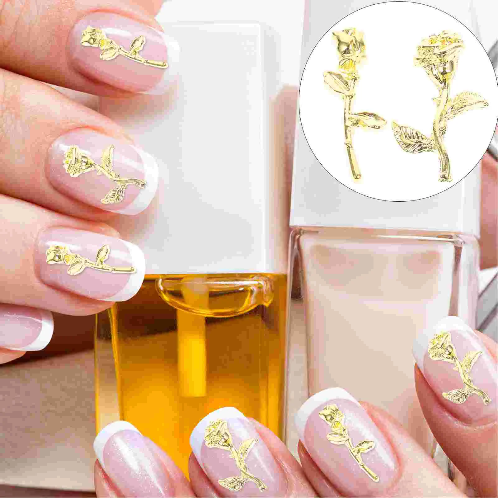 

Nailcharms Flower Rose 3D Nails Studs Rhinestones Decorationgems Gold Decor Diamond Flowers Alloy Metal Rhinestonestick Diamonds