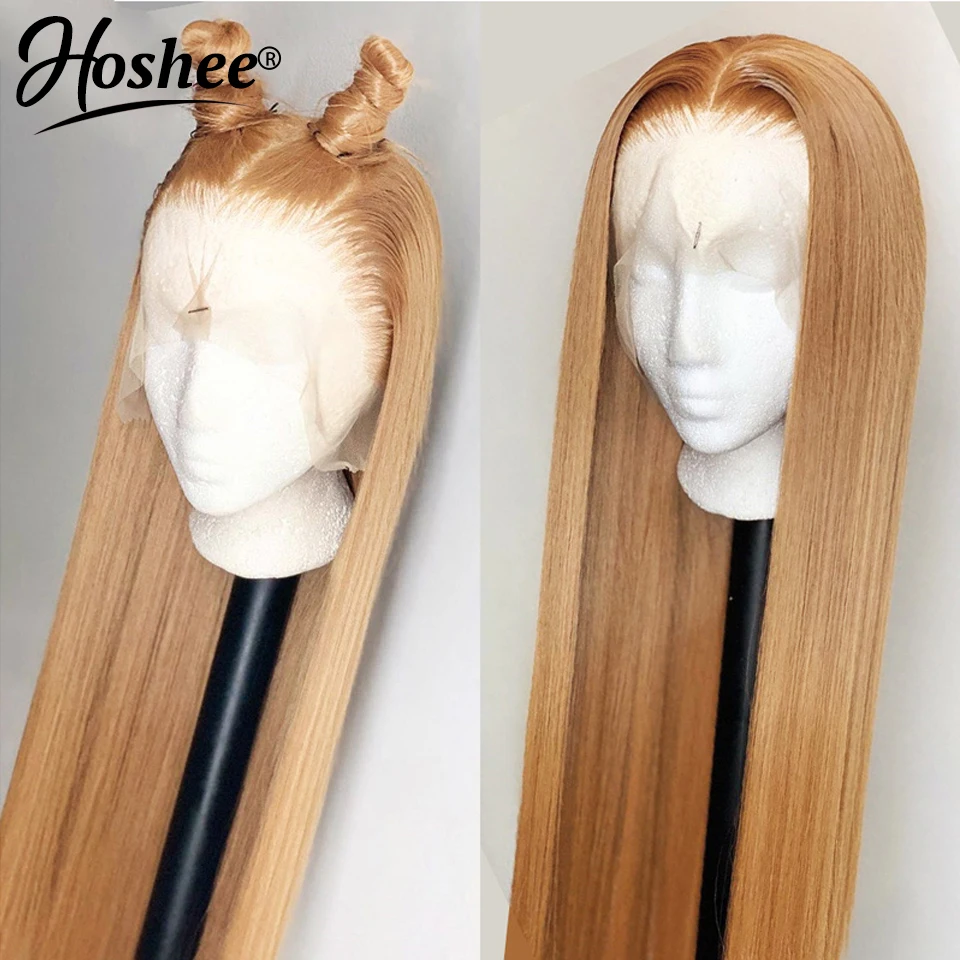 

30 Inch #27 Honey Blonde Lace Front Wig Pre Plucked Straight Lace Front Wig Ombre Lace Frontal Wigs For Women Human Hair Wigs