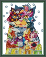 art cat embroidery stamped cross stitch patterns kits printed canvas 11ct 14ct needlework cross stitch