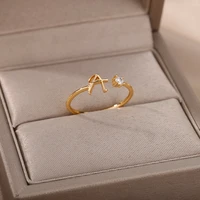 initial a z letter rings for women stainless steel letter adjustable finger ring wedding boho jewelry gift bijoux femme