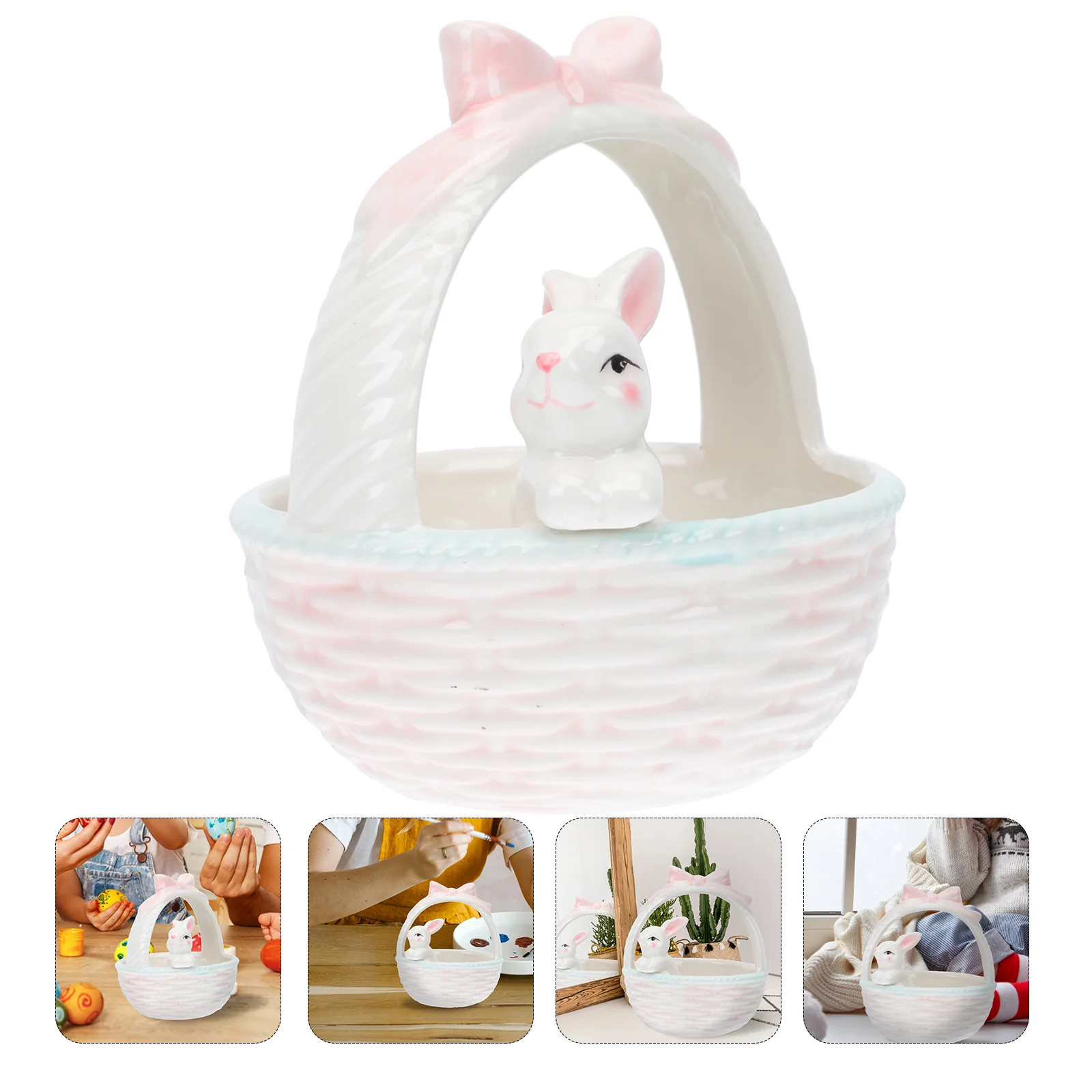 

1PC Easter Basket Bunny Garden Decor Yard Decor Tabletop Adorn Easter Supply