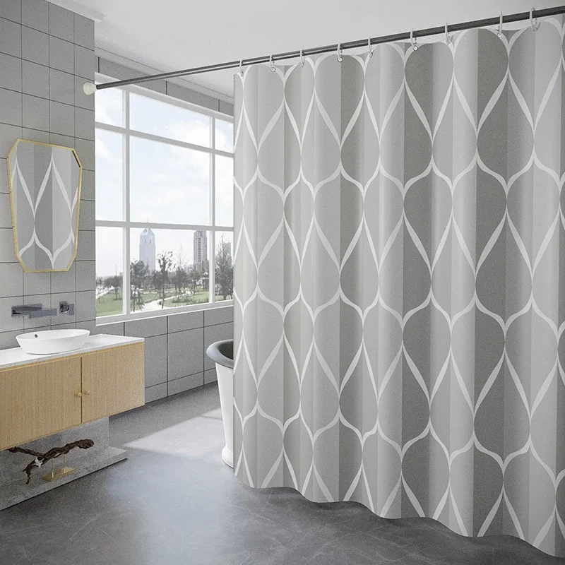 

Simple waterproof shower curtain thickened polyester shower curtain fabric bathroom curtain straight