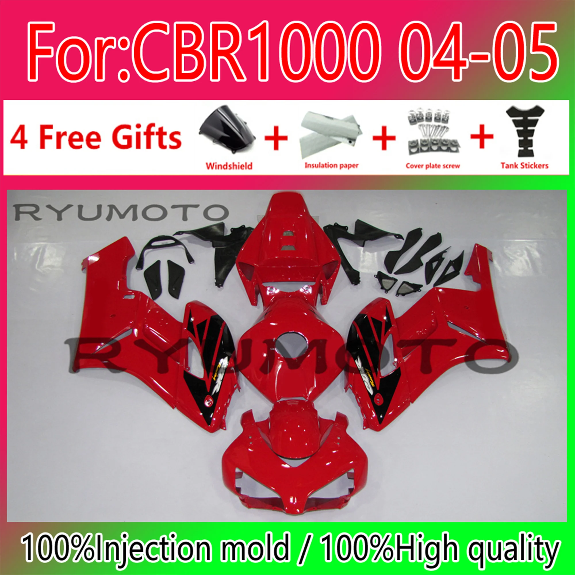 

New ABS Motorcycle Injection Mold Full Fairings Kit For Honda CBR1000RR 2004 2005 fairing Cbr 1000 rr 2004 2005 Fairing