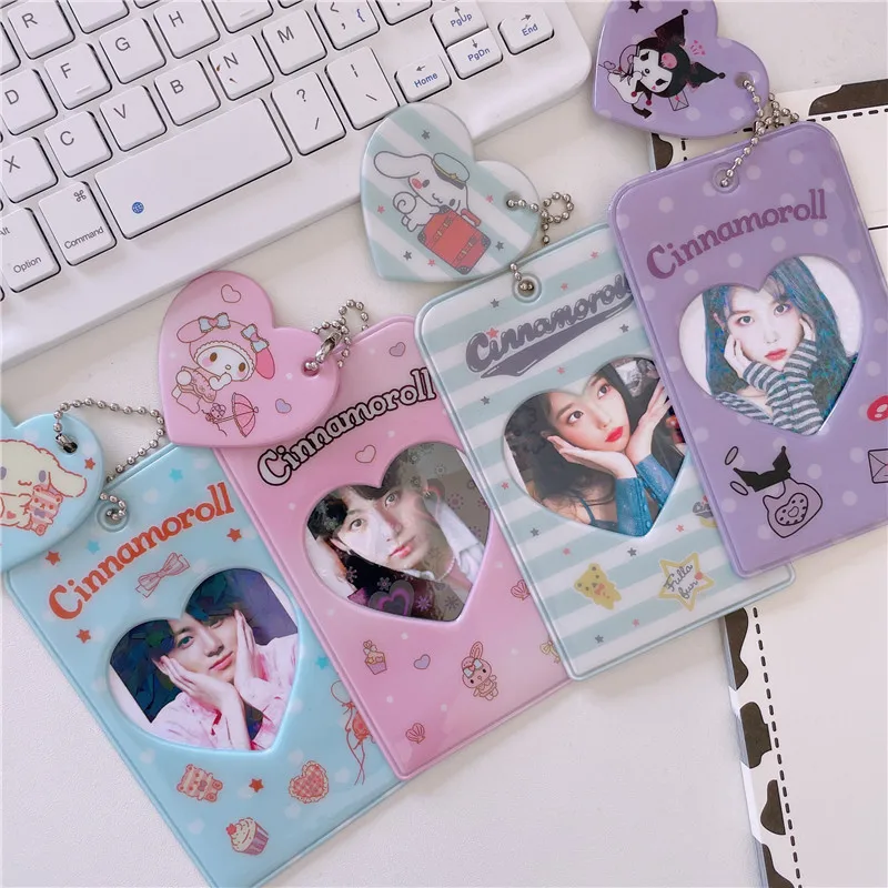 

Kawaii Sanrio Чехол для карт, милый Kuromi My Melody Cinnamoroll мультяшный портативный фото защитный чехол, чехол, подвесная игрушка для девочек, подарок