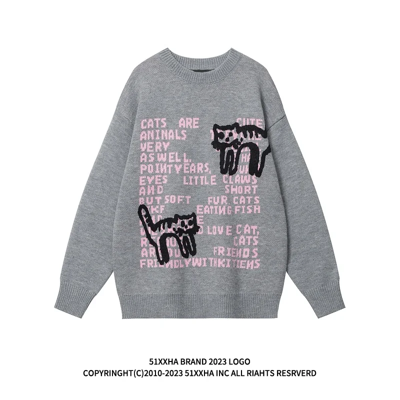 Мужской осенний свитер в стиле хип-хоп с круглым вырезом