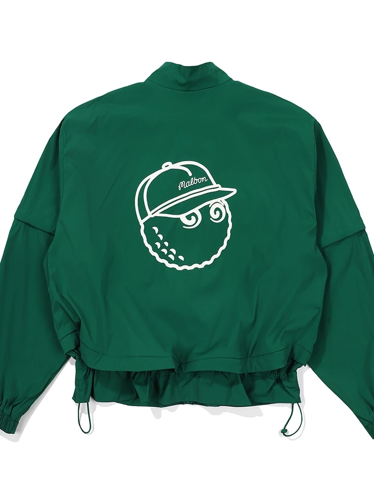 

2023 Malbon Golf Jacket Women Summer Thin Windproof Golf Wear High Quality Women Short Sleeve Fake Two Pieces Golf Coat