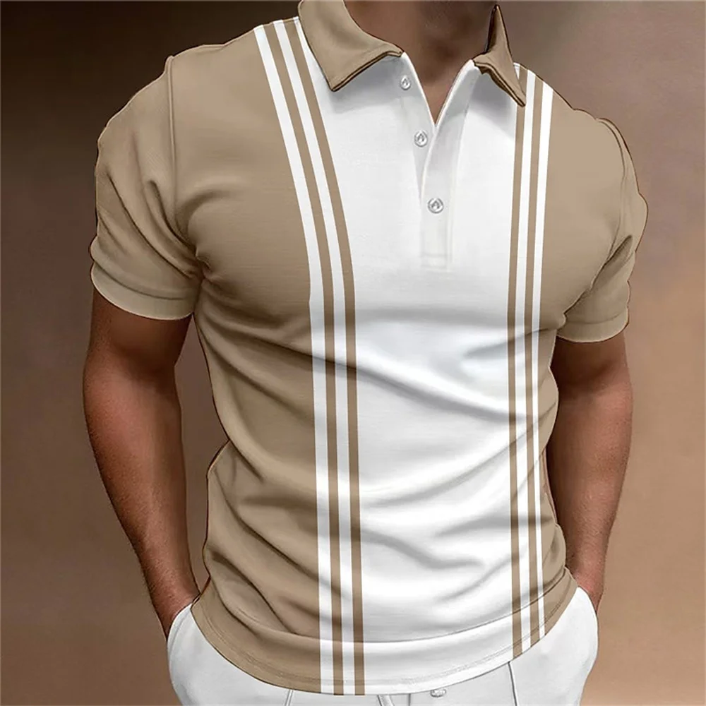 

2023 Men's Polo Trendy Stripe Plain Pattern Summer Men's Clothing Daily Fashion Casual Short Sleeve Loose Sweatshirt Street Tops