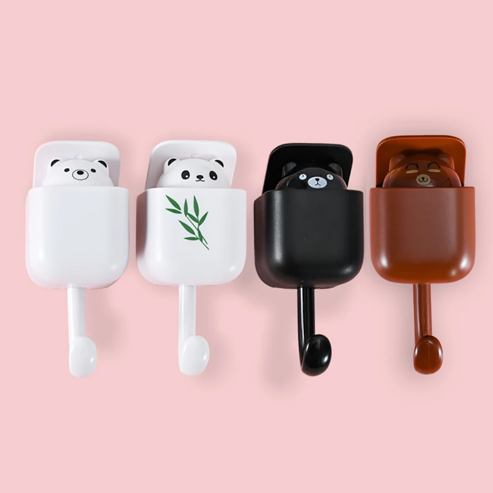 

Cute Bear Key Hook Cartoon Adhesive Hooks Kids Bedroom Wall Hooks Organizer For Hanging Coats Keys Hats Towels With Aromatherapy