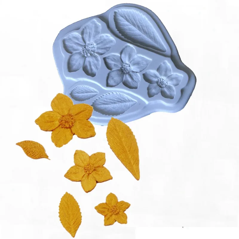 

Strawberry Leaf Flower Silicone Sugarcraft Mold Chocolate Cupcake Baking Mould Fondant Cake Decorating Tools