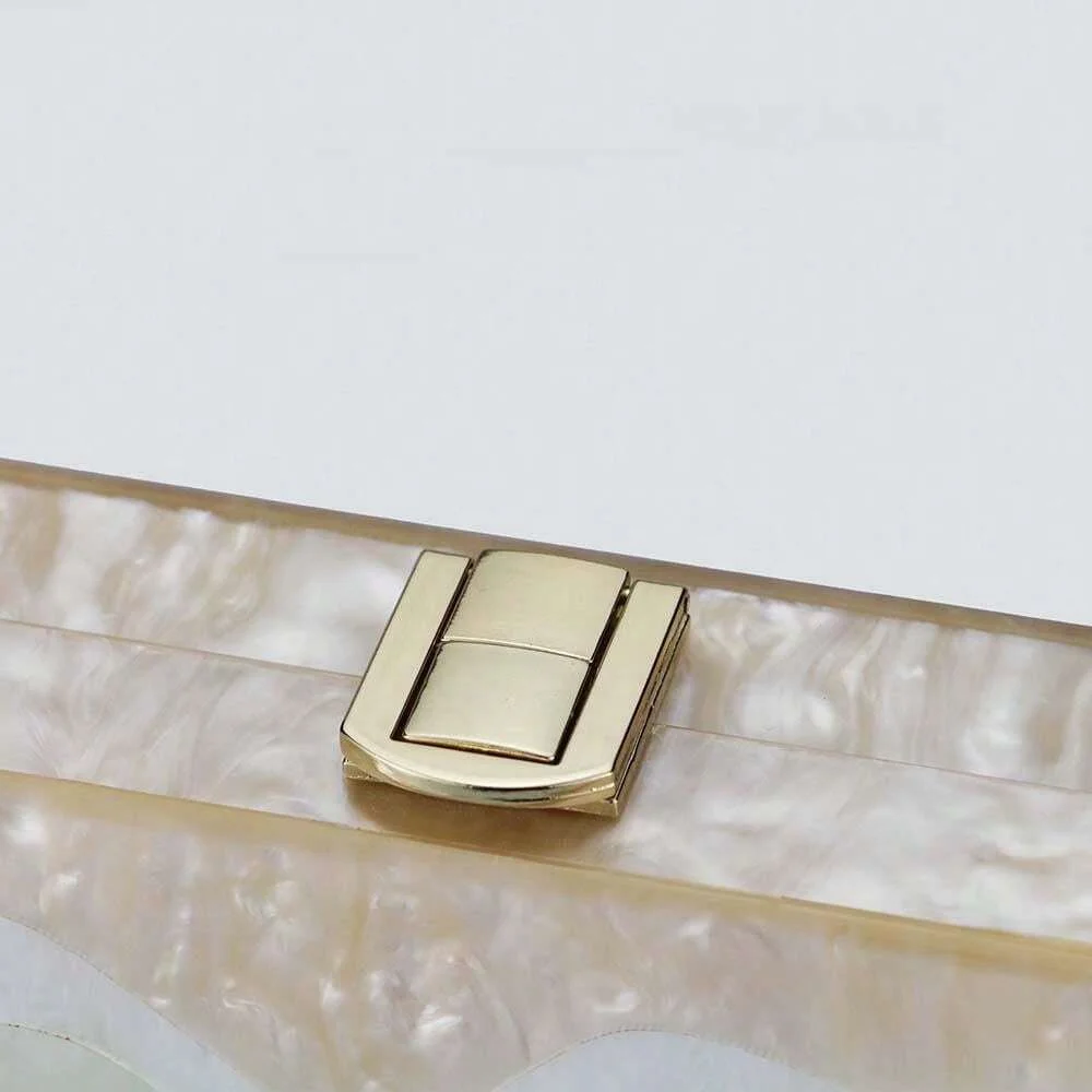 Женские жемчужно-зеленые полосатые волнистые акриловые коробки-клатчи женские