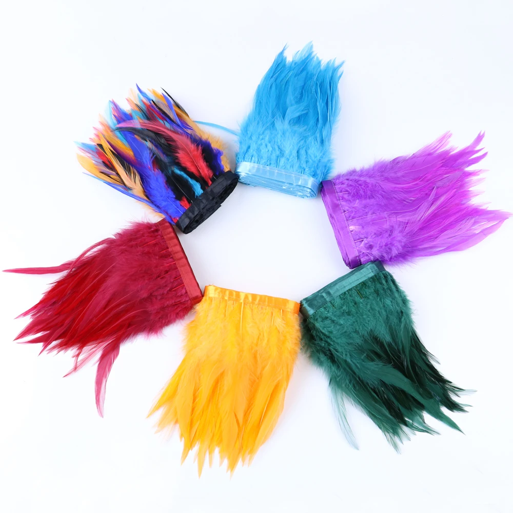 

6-8inch High Quality Chicken Feathers Trims Fringe 1/5/10meter Natural Rooster Feather Ribbon Diy Dress Jewelry Creative Crafts