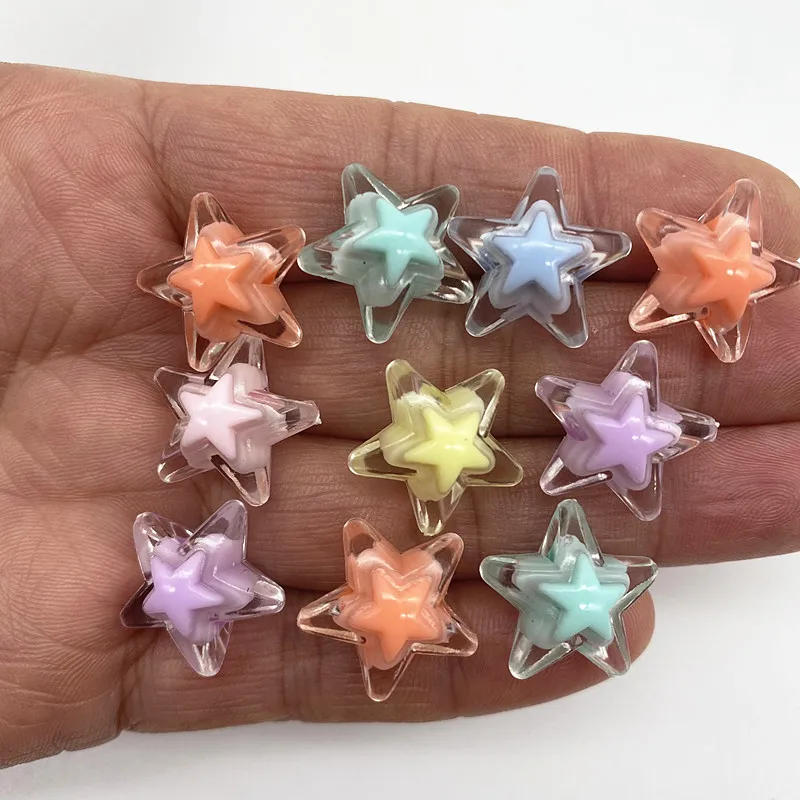 Новые акриловые бусины 20 штук 16 мм 6 цветов большие пятиконечные Звездные