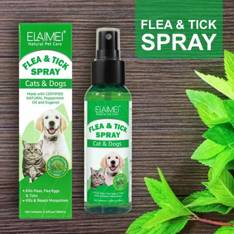 

100ml Cats Dogs Body Spray Itch Relief Spray Flea Tick Mist Lice Flea Fungi Spray Pet Dog Skin Care Anti-flea Cleaning Supplies