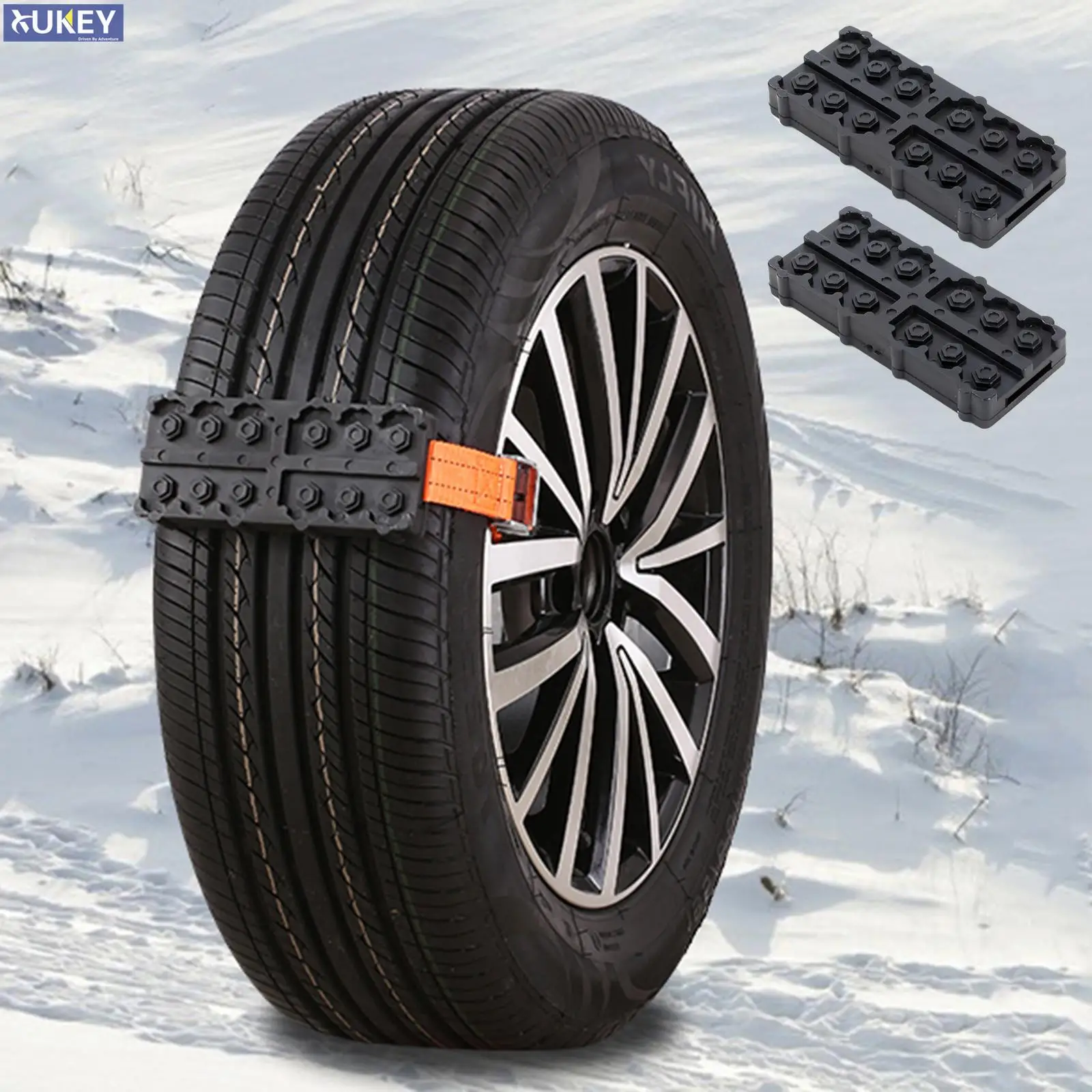 

2 Pcs Car Tire Traction Blocks Tire Chain Straps Durable PU Anti-Skid Track Rescue Emergency Snow Mud Sand Escape Snow Mud Ice