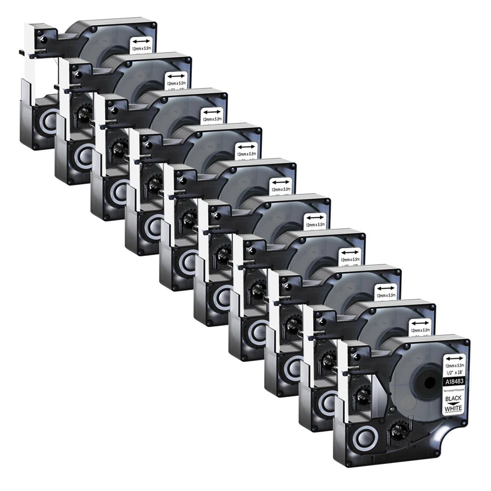 Фото 10PK совместимая с Dymo 18482 18483 18484 IND лента Полиэфирная этикетка лента 9/12/19 мм Промышленная лента для Dymo Rhino 1000 4200 №1