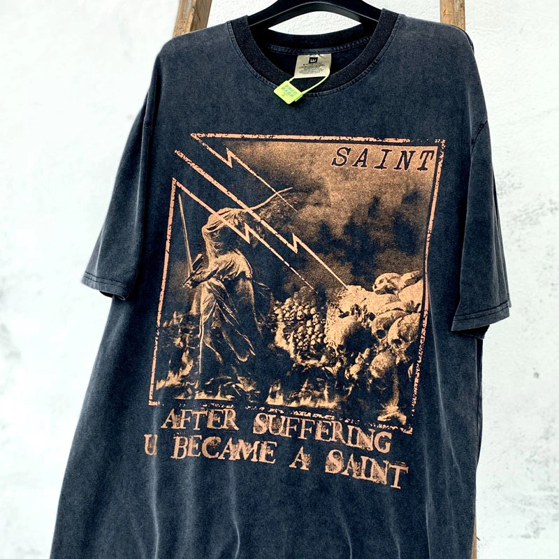 

SAINT MICHAEL Men's T-shirt T Shirt Causal O-neck Basic Tshirt Male High Quality Classical Tops Vintage Short Sleeve