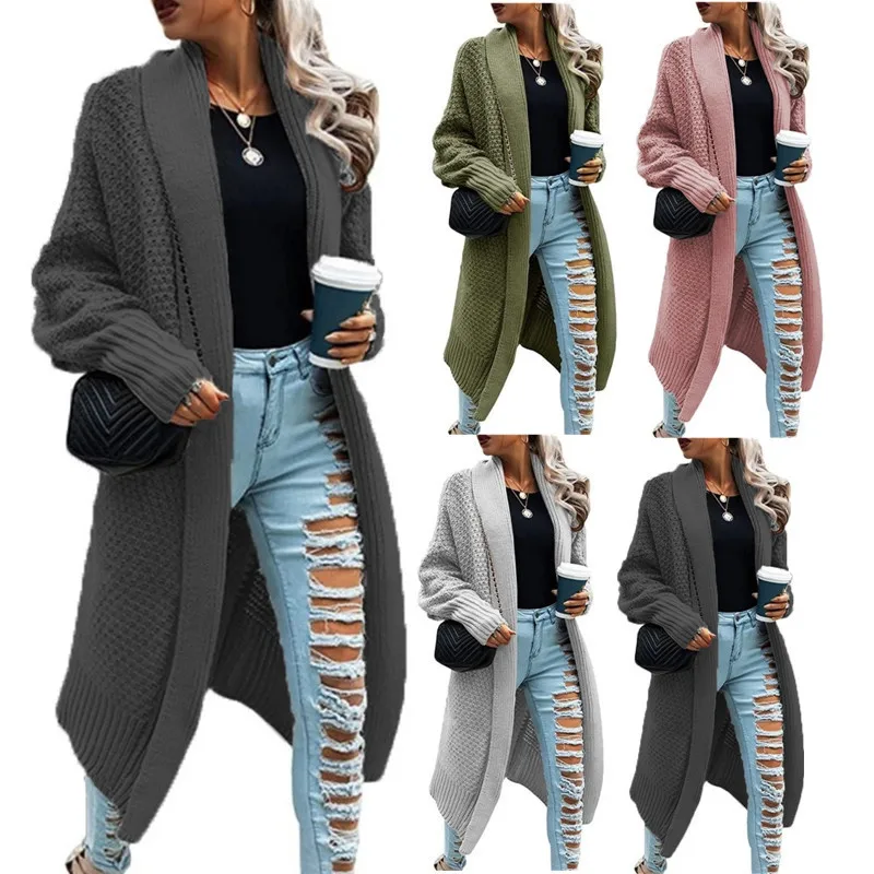 

2023 Knit Loose Medium Length Irregular Polo Sweater Cardigan