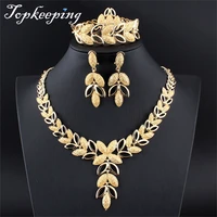 le jewelry sets wedding crystal heart fashion bridal african gold color necklace earrings bracelet women party sets