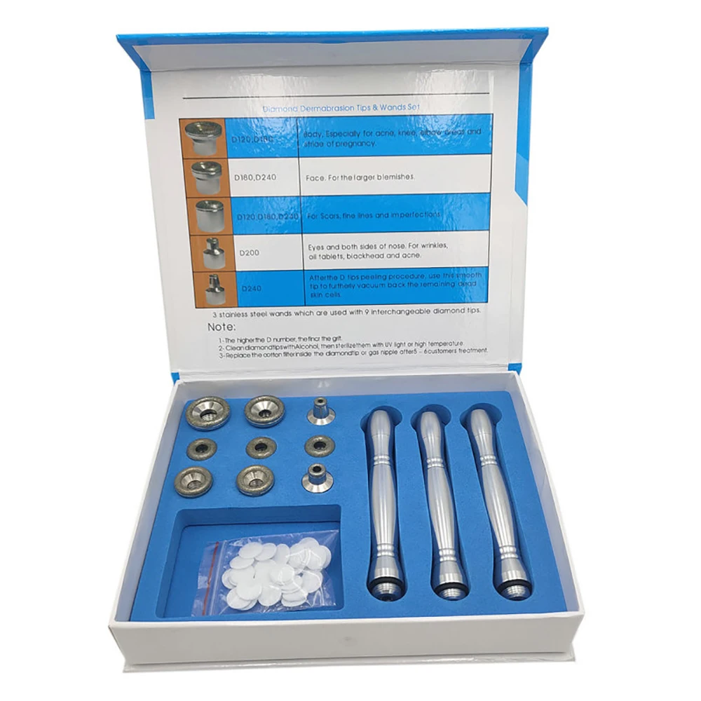 

Алмазная микродермабразия, набор аксессуаров для ухода за кожей с 9 насадками из нержавеющей стали для омоложения кожи