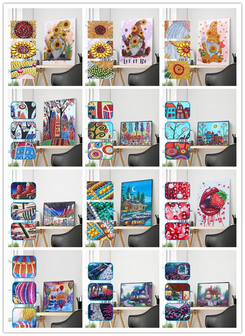 

5D DIY diamond painting cartoon gnome dwarf mosaic diamond embroidery house landscape cross stitch home decorative gift