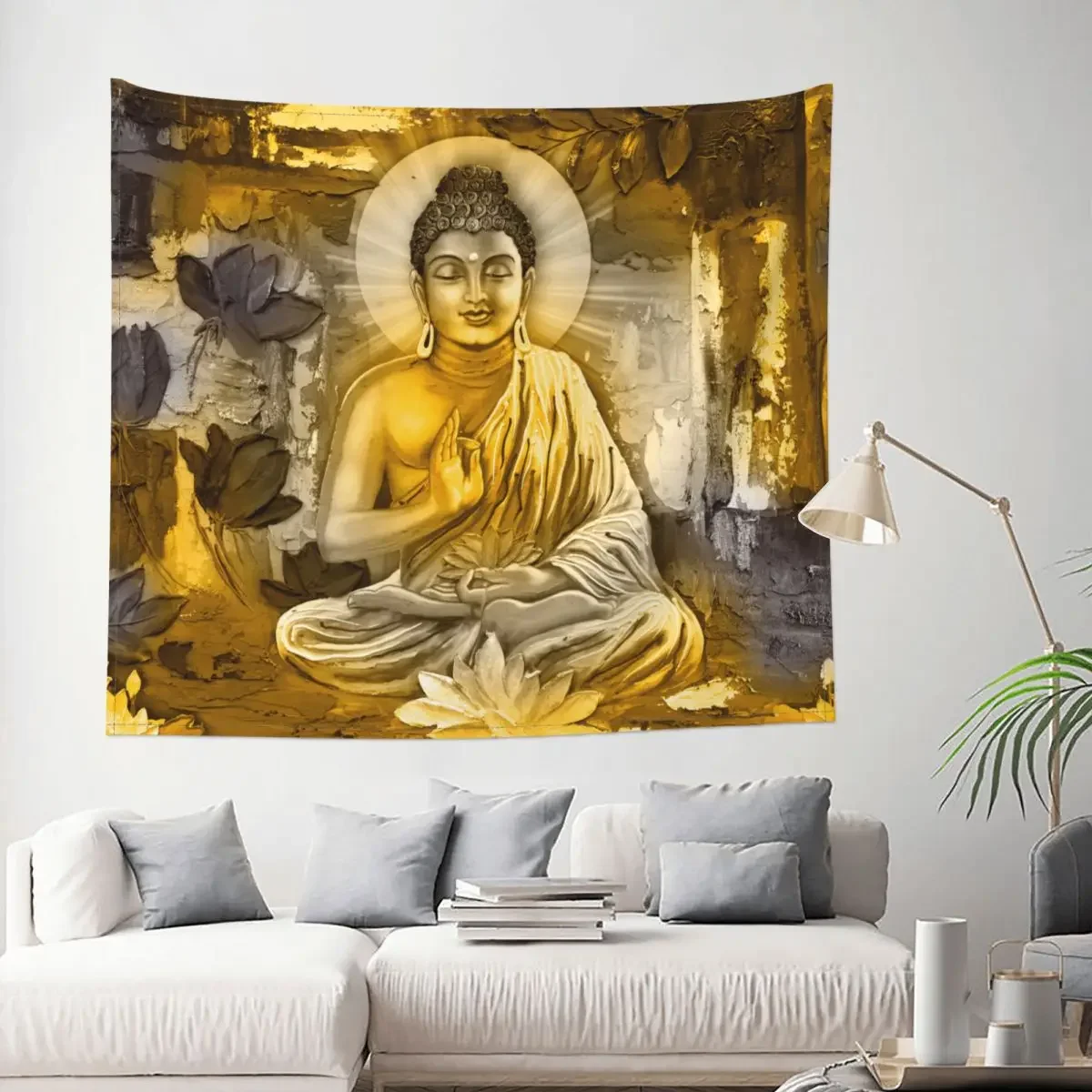 

Индийский Будда медитация гобелен настенный хиппи полиэстер настенный гобелен фантазия настенное одеяло Декор для комнаты 95x73 см