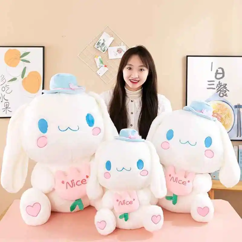 

Hot Sanrio Kawaii Cinnamoroll Stuffed Plush Toys Cinnamon Roll Cosplay Plushie Pillow Large Size Bed Decoration Children Gift To