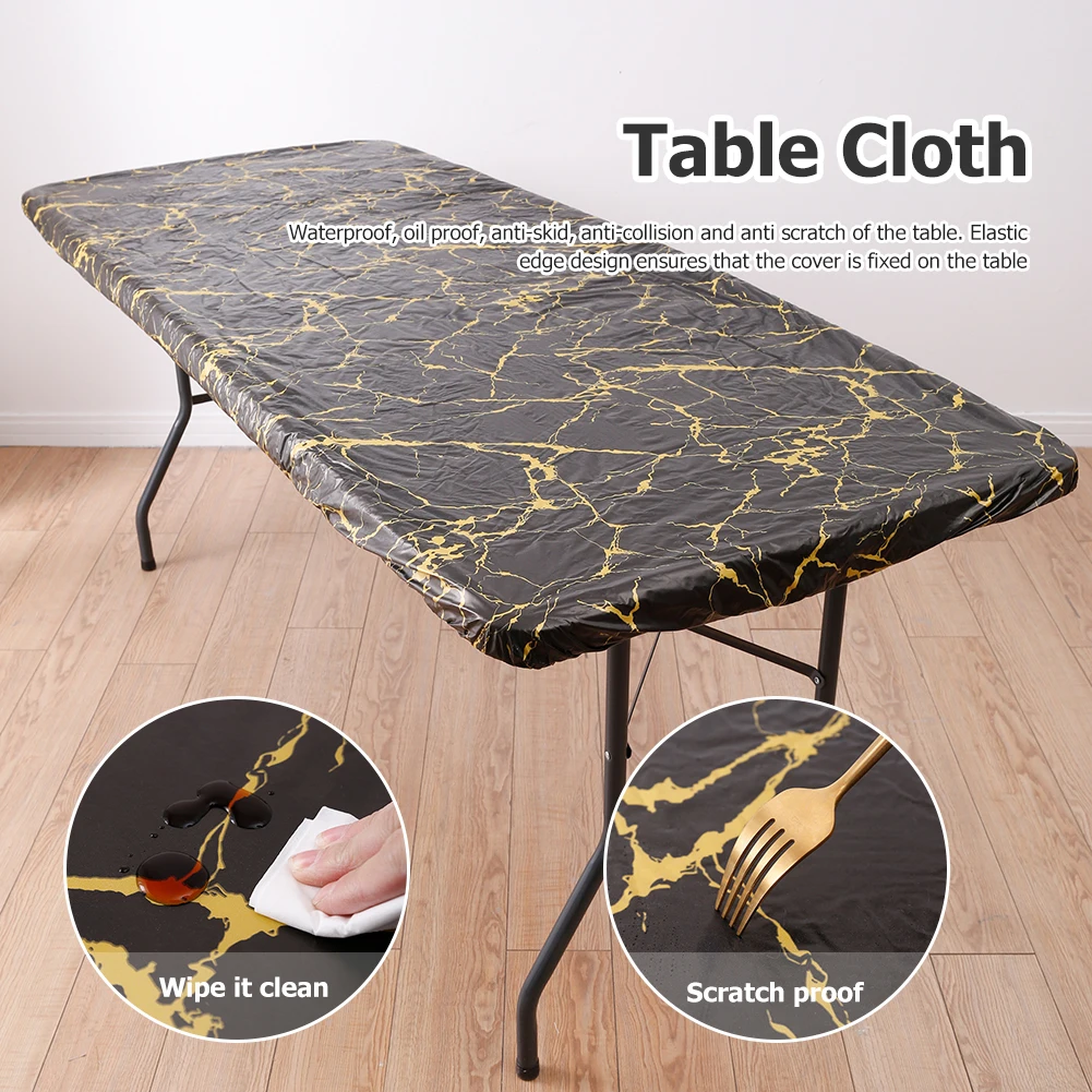 

PVC Kitchen Table Cover Scratchproof Waterproof Table Cover Elastic Edge Dirt-proof Easy to Clean for Restaurants Weddings Cafes