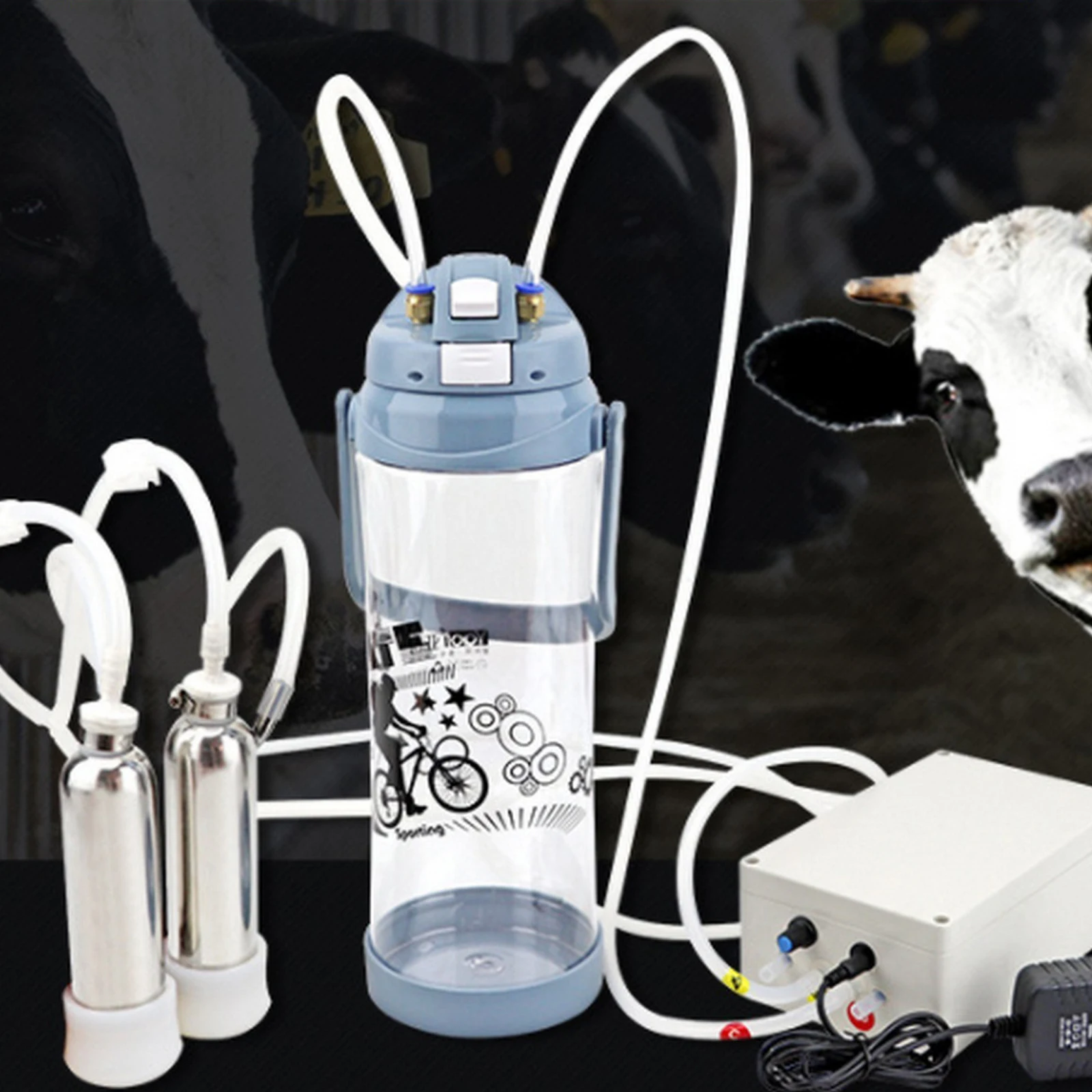 

3L Electric Milking Machine Portable Double Head Vacuum Pump Milker for Cattle Goat Cow Sheep Farm Livestock Tool