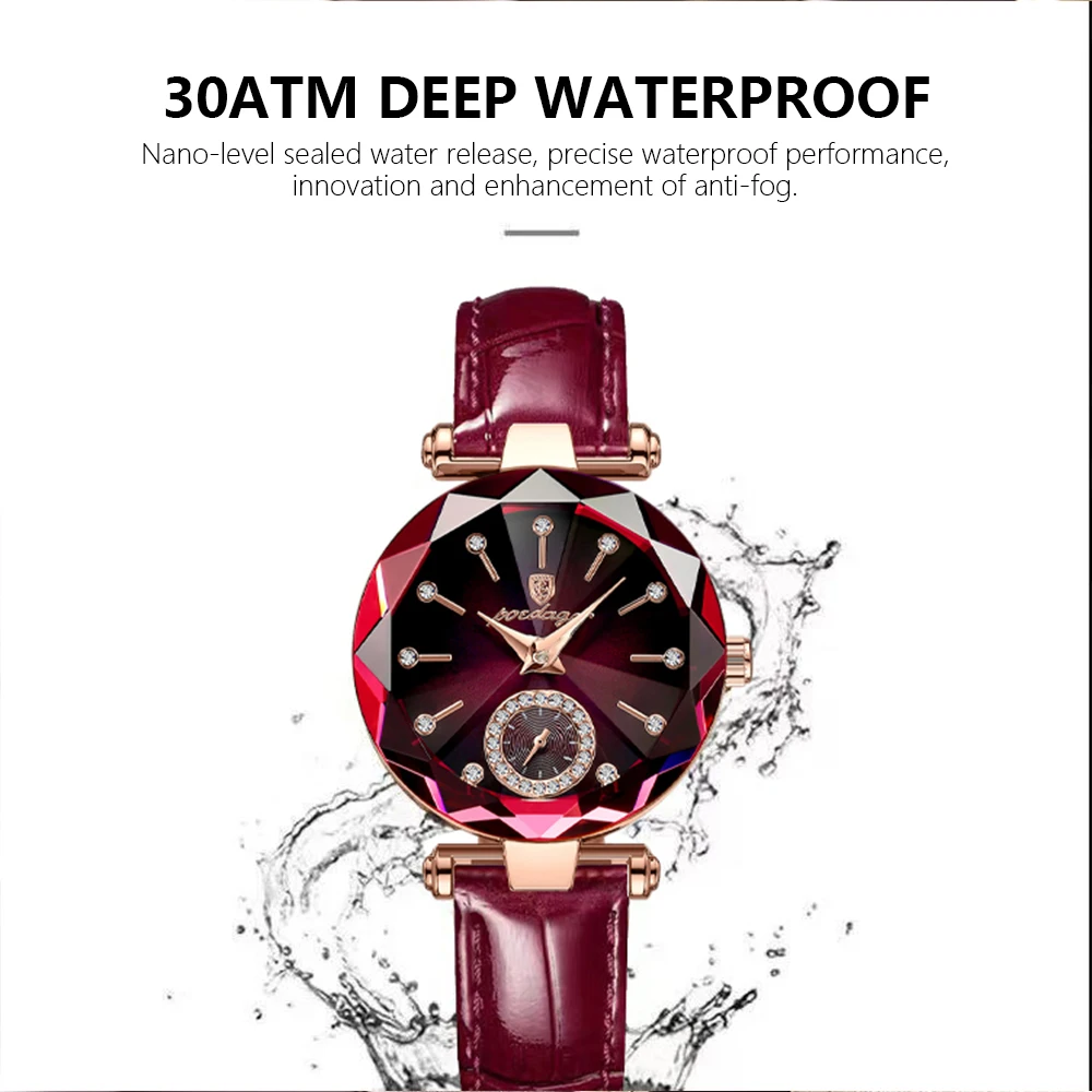POEDAGAR Women Watches Fashion Diamond Dial Leather Quartz Watch Top Brand Luxury Waterproof Ladies Wristwatch Girlfriend Gift enlarge