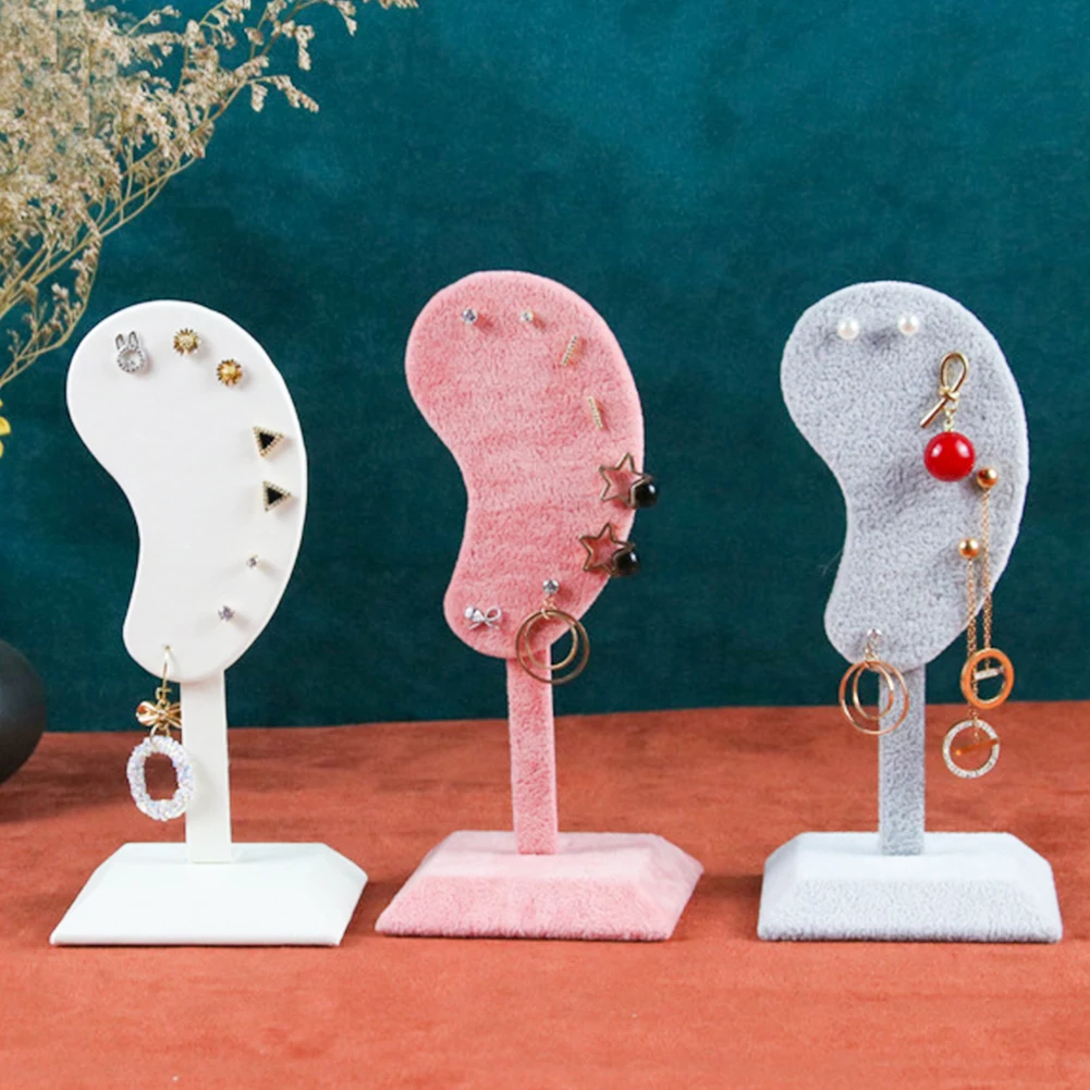 

Модная подставка для сережек в форме ушей, Подвесная подставка для хранения ювелирных изделий, стеллаж для гвоздиков, органайзер для ожерелий и браслетов, держатель из микрофибры