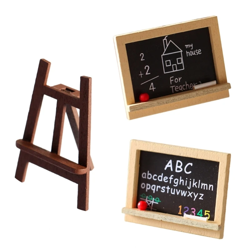 

Dollhouse Wooden Chalkboard Easel-Model Miniature Home Birthday Wedding Supplies