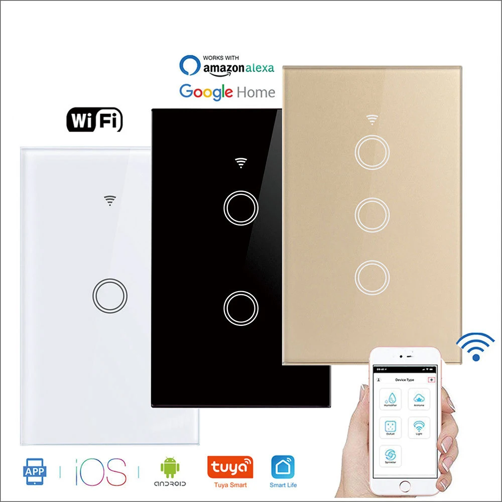 

Tuya Smart Life Home House WiFi Wireless Remote Wall Switch Voice Control Touch Sensor LED Light Switches Alexa Google Home 220V