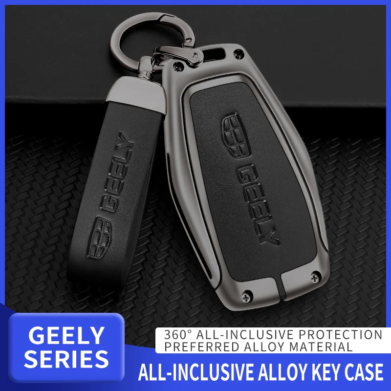 

Key Holder Aluminum Alloy Car Key Case Key Case Leather Key Case Keychain For Geely Icon Preface Emgrand X7 S L Auto Accessories