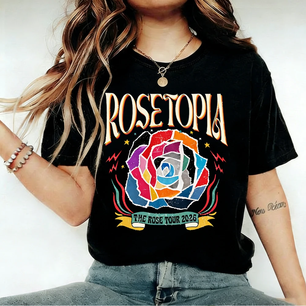 Фото Футболка The Rose Rosetopia 2026 World Tour, ретро-футболка The Rose, модная футболка K-pop группы, футболка с коротким рукавом Woosung Taegyeom №2