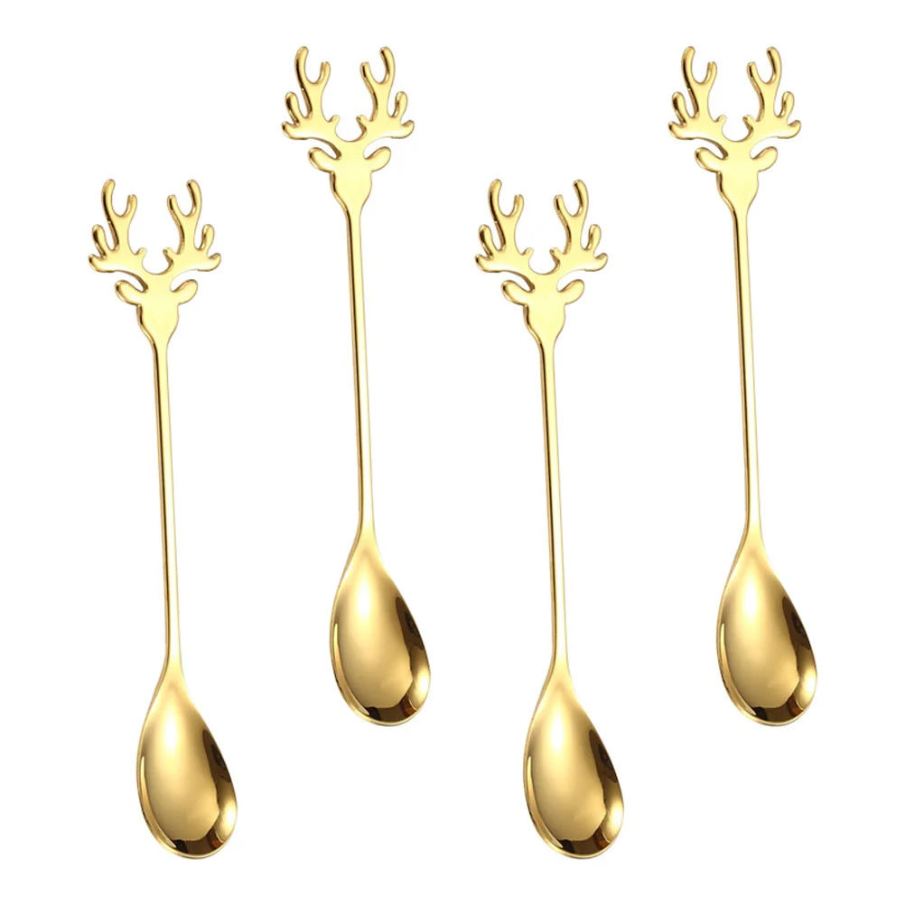 

4Pcs Party Decorative Spoons Espresso Stirring Spoons Long Handled Tea Spoons
